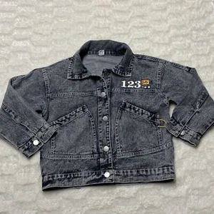 Qiaoniwa Jean Jacket Girls 11 Gray Denim Pockets Button Collared Outerwear - Picture 1 of 7