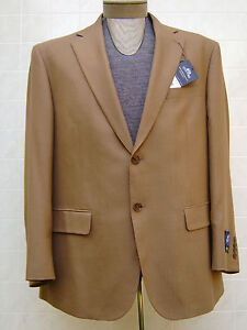 Stafford Mens Wool Coat $200 Blazer Jacket Khaki Brown Herringbone 42S 42 Defect