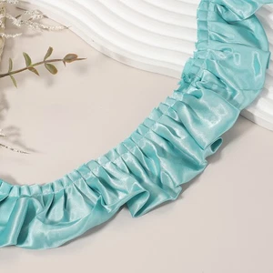 Bordo in pizzo chiffon plissettato 3D 5,5 iarde 2" bordo in tessuto da cucire, blu pavone - Foto 1 di 7