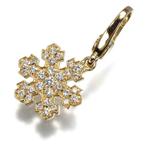 Auth BVLGARI Pendant Diamond Snowflake Charm 18K 750 Yellow Gold - Picture 1 of 6
