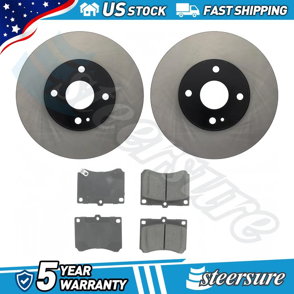 Front Brake Pads & Rotor Kit for Ford Escort 1991-1993 1994 1995 1996 1.8L L4 - Image 1 of 1