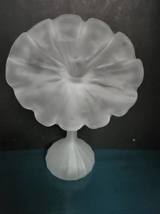 Art Nouveau Hand Blown Frosted Glass Vase Unsigned 10" - Picture 1 of 6