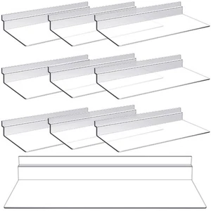 10 Pack 4 x 10 Inch Slatwall Shelves Hanging Accessories Clear Slatwall Shelf... - Picture 1 of 7