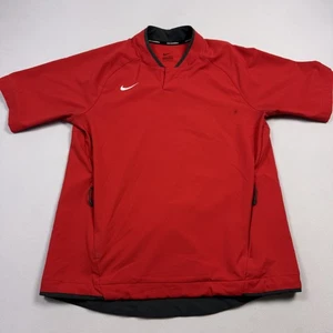 Nike Baseball Dri-Fit Windbreaker Jacket Snap Button Short Sleeve Red Men's M - Picture 1 of 16