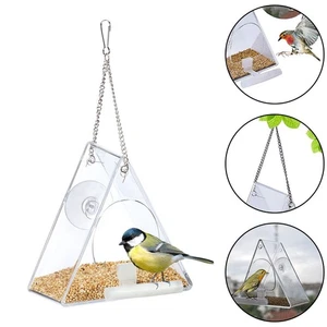 Acrylvogelfutterleiter Dreieckser Vogelhäuschen Für Fenstermontage Für Garten - Picture 1 of 10