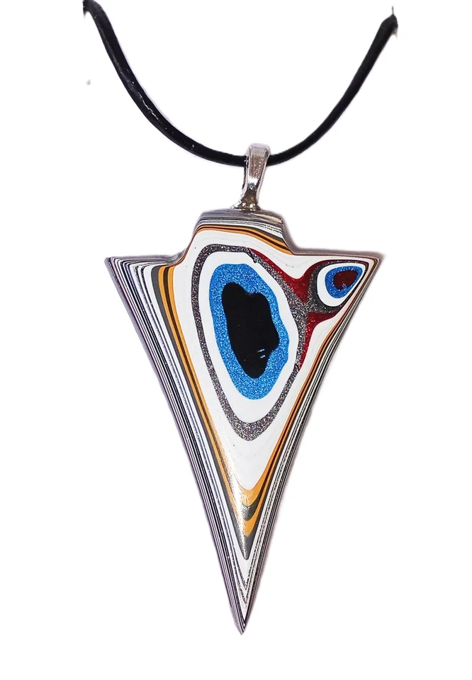 Collar punta de flecha fordita ágata Detroit de 20" con cordón de cuero FA76 Foto 1 de 1