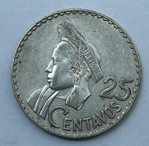 GUATEMALA SILVER 25 CENTAVOS 1963 - Picture 1 of 2