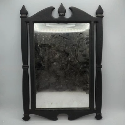VNTG EMIG 1321 Cast Iron Wall Mirror Gothic Revival Black Ornate Antique Decor - Image 1 of 4
