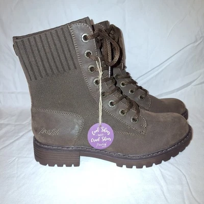 Botas de cuero veganas marrón Blowfish Malibu para mujer 7 con cordones nuevas con etiquetas Foto 1 de 4