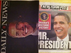 2008 USA PRESIDENT BARACK OBAMA NEW YORK DAILY NEWS & POST NEWSPAPERS 11/5/2008 - Picture 1 of 4