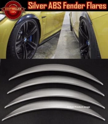 4 Pcs Glossy Silver 1" Diffuser Wide Body Fender Flares Extension For BMW AUDI - Image 1 of 2