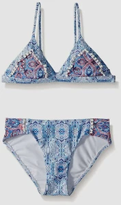 $58 Seafolly Kid's Girl's Blue Geometric Print Two-Piece Bikini Swimsuit 10 - Picture 1 of 2