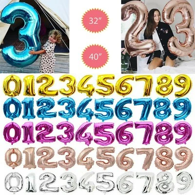Pallone Gigante In Alluminio Con Numero 40'' 32" Per Compleanno E Matrimonio Età - Immagine 1 di 4