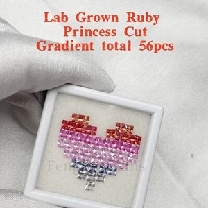 Lab Grown Rubin Saphir Princess Cut 3X3mm Total 56pcs Rainbow Color for Ring - Bild 1 von 6