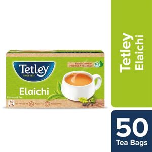 Tetley Natural Elachi 50 tea Bags Aromatic & Sweet Cardamom Infused Black Tea