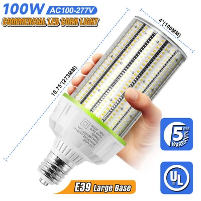 E39 Mogul Base -LED Corn Cob Bulb 100W 6000K Cool White Barns Gym Shop Lighting - Image 1 of 4