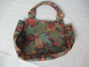 Longaberger Handbag - Bright Autumn Colors w/ Attached Vinyl Leaves - 199 - Picture 1 of 8