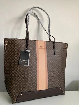 River Island Womens Shopper Brown logo RI large school work uni handbag new