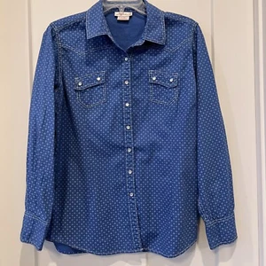 Camisa Ariat Mujer Grande Perla A Presión Western Rodeo Vaquera Azul Margarita Flor - Imagen 1 de 3