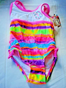 Traje de baño para niñas floral y rayas talla 18 meses NUEVO - Imagen 1 de 2