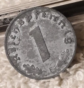  1943 WW2  1 Reichspfennig ~ German ~ Germany, Heavily Circulated Coin - Picture 1 of 14