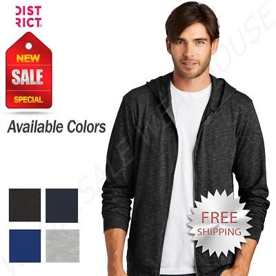 Sudadera con capucha District Medal para hombre ligera cremallera completa con bolsillos delanteros DT565 Foto 1 de 3