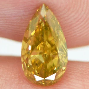 Pear Shape Diamond Loose Fancy Brown Orange VS2 Certified Enhanced 1.02 Carat - Picture 1 of 11