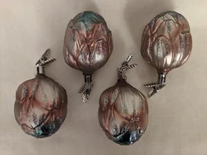 4er Set mundgeblasene Glas Artischocke Weihnachten Clip auf Vintage Ornamente selten 3,25" - Bild 1 von 8