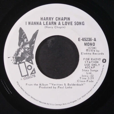 HARRY CHAPIN: i wanna learn a love song / mono ELEKTRA 7" Single 45 RPM - Image 1 of 2