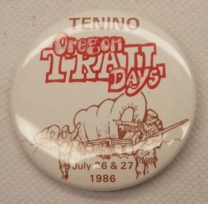 De colección Oregon Trail Days Tenino Washington 1986 Pin Trasero Botón Cubierto Vagón - Imagen 1 de 2