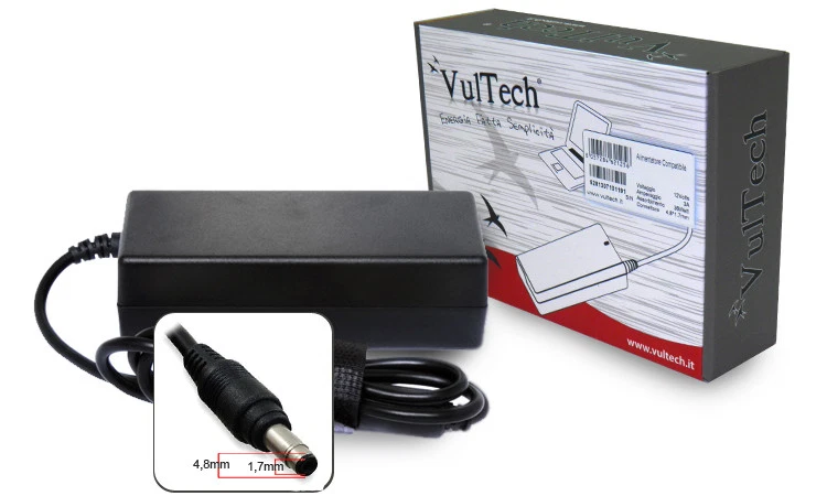 VULTECH ALIMENTATORE PER HP 4,8x1,7mm 90W 19V 4,74A HP19474K-312 - Immagine 1 di 1