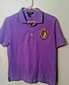 Polo Lauren Ralph Lauren Mujer Escudo Dorado Botón Manga Corta Mediano M - Imagen 1 de 3