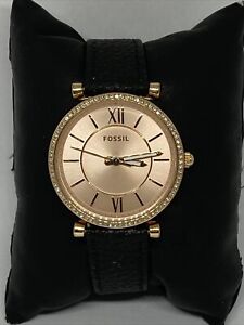 Fossil Carlie ES4485 Women's Black Leather Analog Dial Quartz Wrist Watch JK727