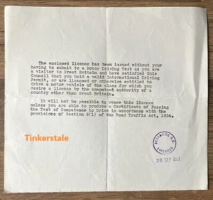 1951 Typed Letter Berkshire County Council Overseas Visitor Driving Licence - Picture 1 of 1