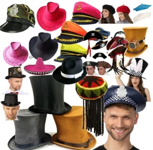 Fancy Dress Hats Pick and Choose Photo Booth Pirate Sailor Top Hat Cowboy LOT - Picture 1 of 60