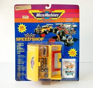 1990 Galoob Micro Machines Speedshop Yellow Kids Playset Includes Two Cars New - Picture 1 of 10