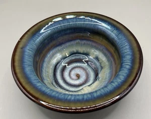 Bill Campbell Studio Arte Cerámica Multicolor Flambe Goteo Esmalte Baratija Cuenco 5” - Imagen 1 de 6