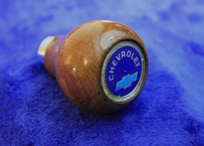 Wood Wooden Chevy Bowtie Gear Shift Knob Handle Accessory Truck Impala BelAir GM - Image 1 of 4