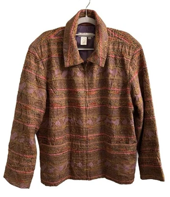 Chaqueta Coldwater Creek Marrón Bronce Azteca Suroeste Talla 2X Carrera Negocios Foto 1 de 4