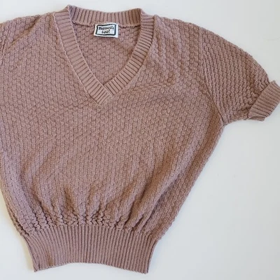 Vintage 80s Keneth Too! Mocha Blush Knit Cuff Sweater S M Grandmacore Pullover  - Image 1 of 4