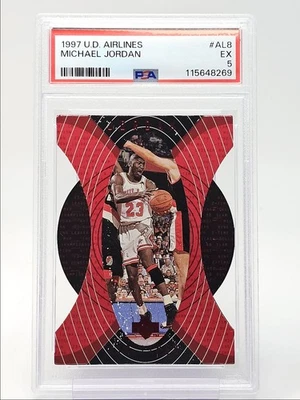 迈克尔·乔丹 1997 - 98 UPPER DECK AIRLINES 篮球模具切割 PSA 5 Q0M-523 — 第 1/2 张图片
