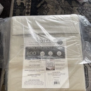 Hotel Signature 800 Thread Count Cotton 6-Piece Sheet Set Full Beige - Picture 1 of 3