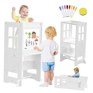 4 in 1 Toddler Kitchen Stool Helper Tower, Adjustable-Height Toddler Step - Picture 1 of 7
