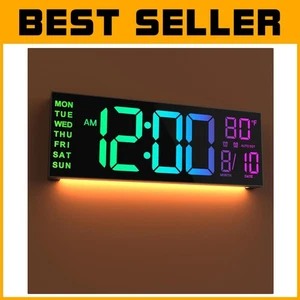 Stylish 16" Digital Wall Mount Clock with Countdown Timer & Temperature Display - Picture 1 of 11