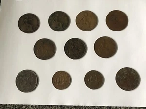 11x Vintage Münzen 1916/18/19/36/38/39 One/Half Penny George V zirkulierter Zustand - Bild 1 von 11