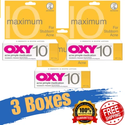 3 X OXY 10 25g For Stubborn Acne Pimple Medication FREE SHIPPING Foto 1 de 4