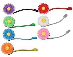 Silikon Strohhalmabdeckungen 7 Stück - 7-8 mm - verschiedene Blumen Blumen - Bild 1 von 1