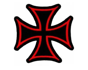 MALTESE CROSS IRON EMBROIDERED PATCH 7.5cm x 7.5cm GOTHIC - BUY 2 GET 1 FREE - Bild 1 von 1