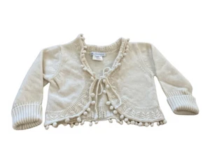 CHARABIA Toddler Size 4 A Ivory Wool Cashmere Blend Cardigan Sweater Tie Front - Picture 1 of 10