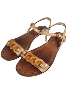 PRADA Shoes. Vintage Beige leather Prada sandals with chain decotration. EU 38.5 - Picture 1 of 10